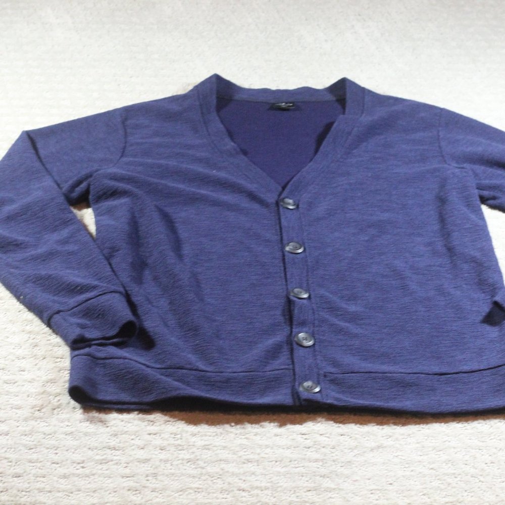 HIT Size XL Navy Blue Woven Knit Button Up Cardigan - LIKE NEW